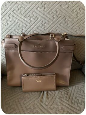 Kate Spade Mauve Taupe Shoulder Bag & Matching Wallet Set